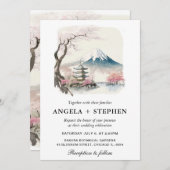 Waterverf Japans Fuji en Pagode Schilderachtig bru Kaart (Voorkant / Achterkant)