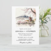 Waterverf Japans Fuji en Pagode Schilderachtig bru Kaart (Staand voorkant)