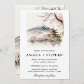 Waterverf Japans Fuji en Pagode Schilderachtig bru Kaart (Voorkant / Achterkant)