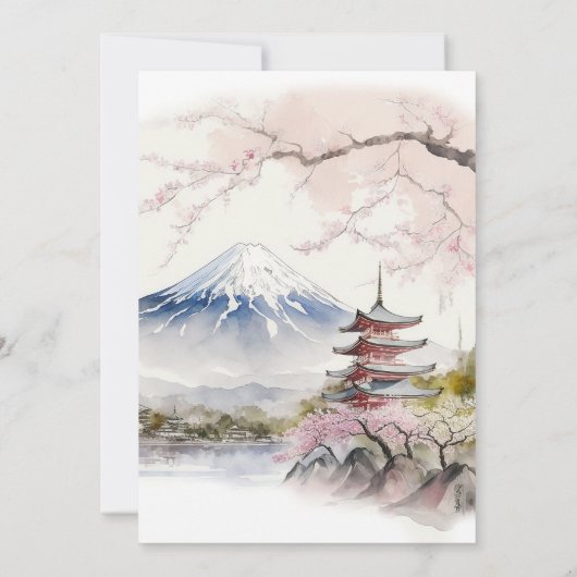 Waterverf Japans Fuji en Pagode Schilderachtig bru Kaart (Achterkant)