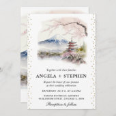 Waterverf Japans Fuji en Pagode Schilderachtig bru Kaart (Voorkant / Achterkant)