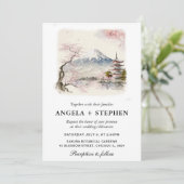 Waterverf Japans Fuji en Pagode Schilderachtig bru Kaart (Staand voorkant)