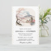 Waterverf Japans Fuji en Pagode Schilderachtig bru Kaart (Staand voorkant)