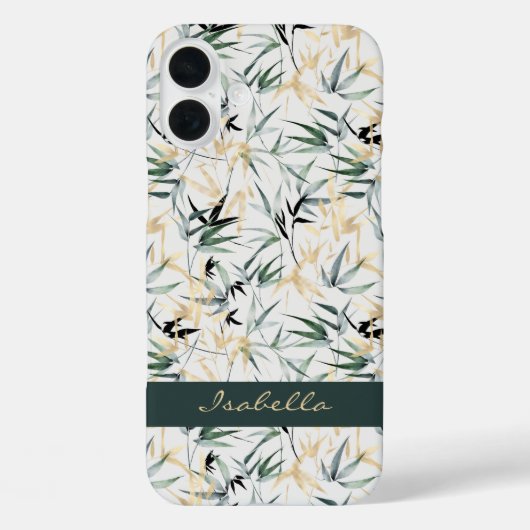 Waterverf Japans Groen Goud Bamboe Patroon Case-Mate iPhone Case (Achterkant)