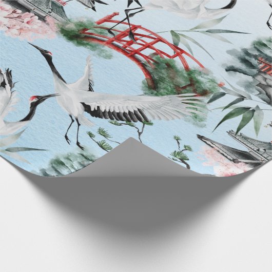 Waterverf Japans herons Cadeaupapier (Hoek)