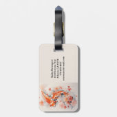 Waterverf japans koi en bloemig Bagagelabel (Achterkant verticaal)