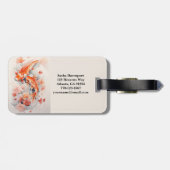 Waterverf japans koi en bloemig Bagagelabel (Achterkant horizontaal)