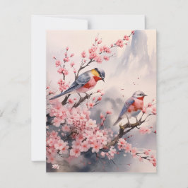 Waterverf Japans Landschap Achtergrond Notitiekaartje