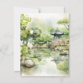 Waterverf Japans Landschap Achtergrond Notitiekaartje