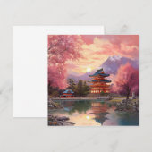 Waterverf Japans Landschap Achtergrond Notitiekaartje (Voorkant / Achterkant)