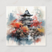 Waterverf Japans Landschap Achtergrond Vierkante Visitekaartje (Voorkant)