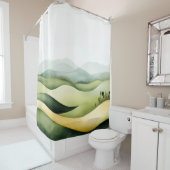 Waterverf Japans landschap Douchegordijn (In situ)