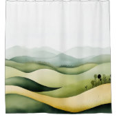 Waterverf Japans landschap Douchegordijn (Voorkant)