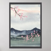 Waterverf Japans landschap Poster (Voorkant)