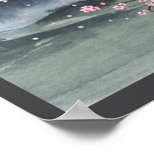 Waterverf Japans landschap Poster (Hoek)