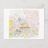 Waterverf Japanse Cherry Blossom Uitnodiging Briefkaart (Voorkant)