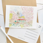 Waterverf Japanse Cherry Blossom Uitnodiging Briefkaart<br><div class="desc">Een prachtig geschilderd waterverf briefkaart met de kersbloesems in Japan.</div>