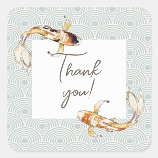 waterverf Japanse koi vis dank je sticker (Voorkant)