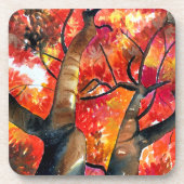 Waterverf Japanse paardenboom Bier Onderzetter (Voorkant)