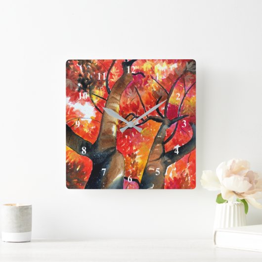 Waterverf Japanse paardenboom Vierkante Klok (Huis)