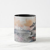 Waterverf Japanse Pagode & Fuji  Mok (Midden)