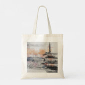 Waterverf Japanse Pagode & Fuji  Tote Bag (Achterkant)