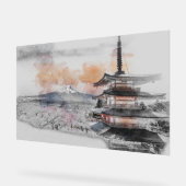 Waterverf Japanse Pagode & Mt. Fuji Acryl Bord (Hoek)