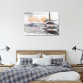 Waterverf Japanse Pagode & Mt. Fuji Canvas Afdruk (Insitu (Slaapkamer))