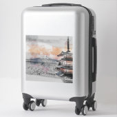 Waterverf Japanse Pagode & Mt. Fuji Sticker (Koffer)