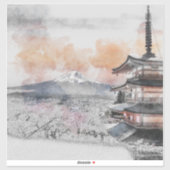 Waterverf Japanse Pagode & Mt. Fuji Sticker (Vel)