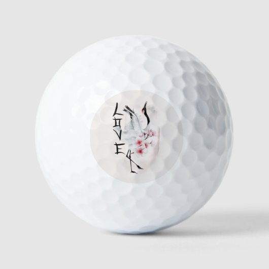 Waterverf Japanse Sakura Blossom Love Crane Golfballen (Voorkant)