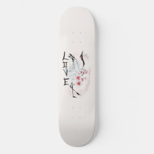 Waterverf Japanse Sakura Blossom Love Crane Persoonlijk Skateboard
