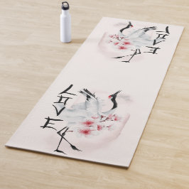 Waterverf Japanse Sakura Blossom Love Crane Yogamat