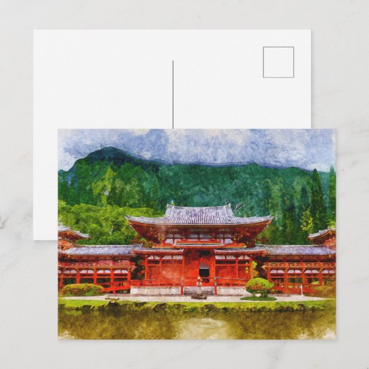 Waterverf Japanse tempel Aziatische stijl Briefkaart (Voorkant / Achterkant)