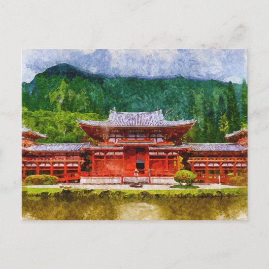 Waterverf Japanse tempel Aziatische stijl Briefkaart (Voorkant)