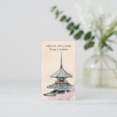 Waterverf Japanse tempelCherry-bloesems Visitekaartje (Staand voorkant)
