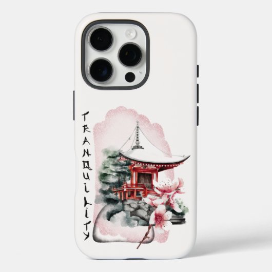 Waterverf Japanse Temple Sakura Blossom Case-Mate iPhone Case (Achterkant)