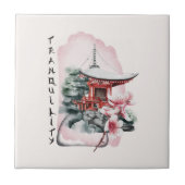 Waterverf Japanse Temple Sakura Blossom keramiek Tegeltje (Voorkant)