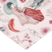 Waterverf Japanse vrouw Pagoda Lotus Koi Fish Tafelkleed (Gekanteld)