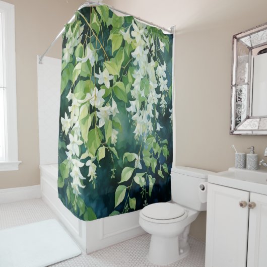 Waterverf Jasmine Blossom Drift Douchegordijn (In situ)