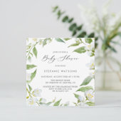 Waterverf Jasmine en Greenery Floral Baby shower Kaart (Staand voorkant)
