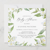Waterverf Jasmine en Greenery Floral Baby shower Kaart (Voorkant)