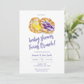 Waterverf Jelly Danishes Twins Baby Brunch Kaart (Staand voorkant)