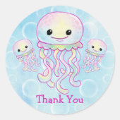 Waterverf Jellyfish Bedankt Ronde Sticker (Voorkant)