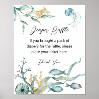 Waterverf Jellyfish Luier Raffle Sign Poster