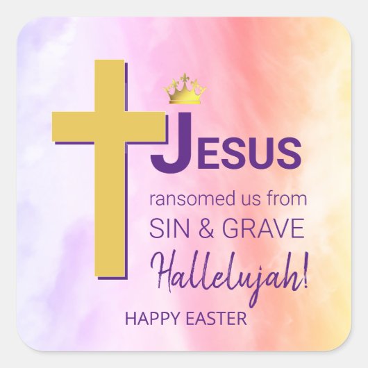 Waterverf JESUS RANSOMED ME Christelijk Pasen Vierkante Sticker (Voorkant)