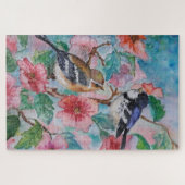 Waterverf Jigzaag Puzzle Spring Birds Legpuzzel (Horizontaal)