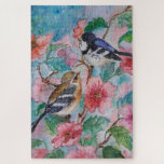 Waterverf Jigzaag Puzzle Spring Birds Legpuzzel<br><div class="desc">Schattigee Sparrows Lentevogels Puzzels MIGNED Waterverf Schilderen</div>