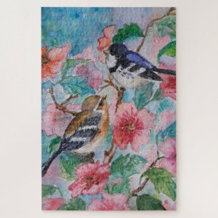 Waterverf Jigzaag Puzzle Spring Birds Legpuzzel