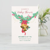 Waterverf jingle bells kerst baby shower kaart (Staand voorkant)